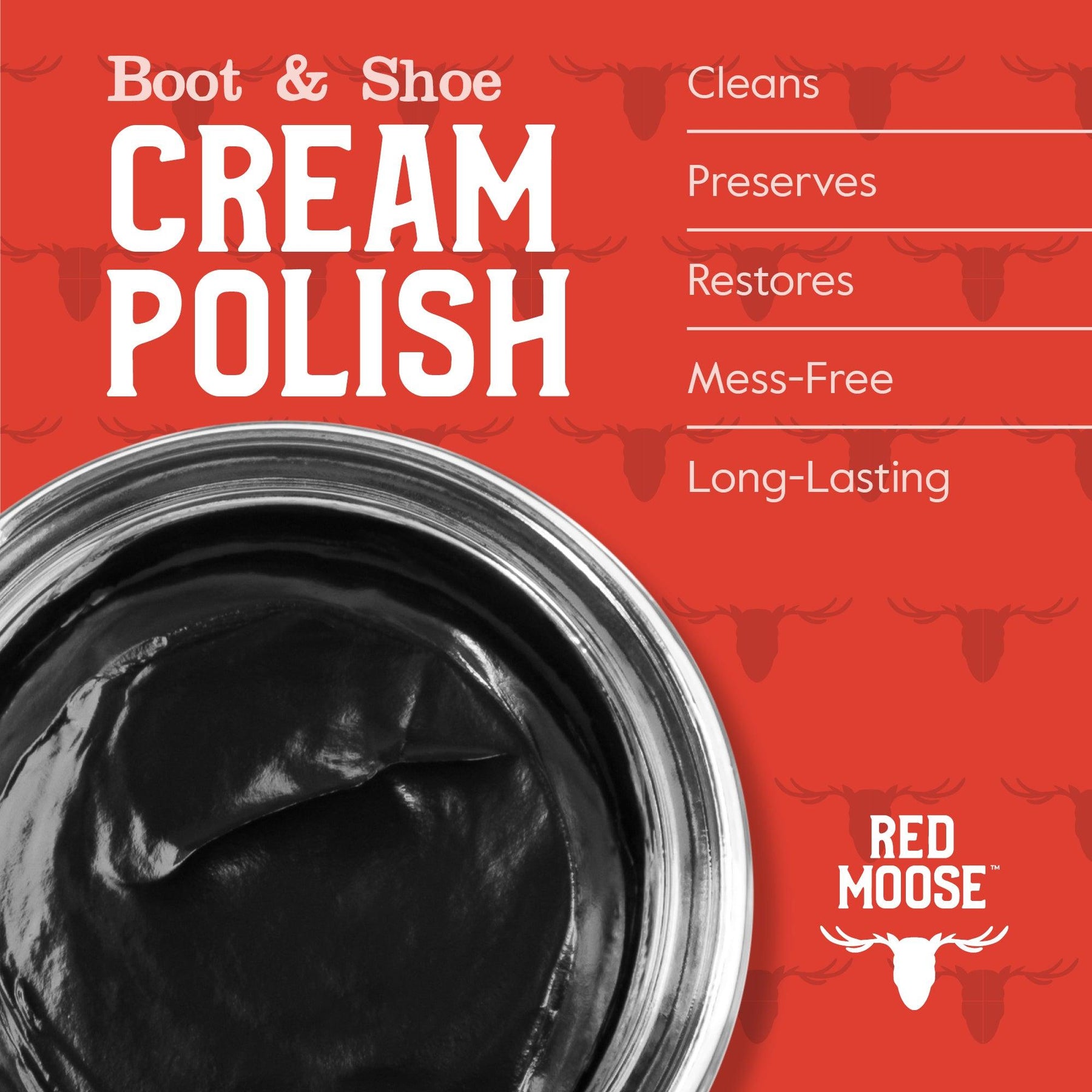 Red Moose Boot and Shoe Cream Polish - Made in The USA, Black