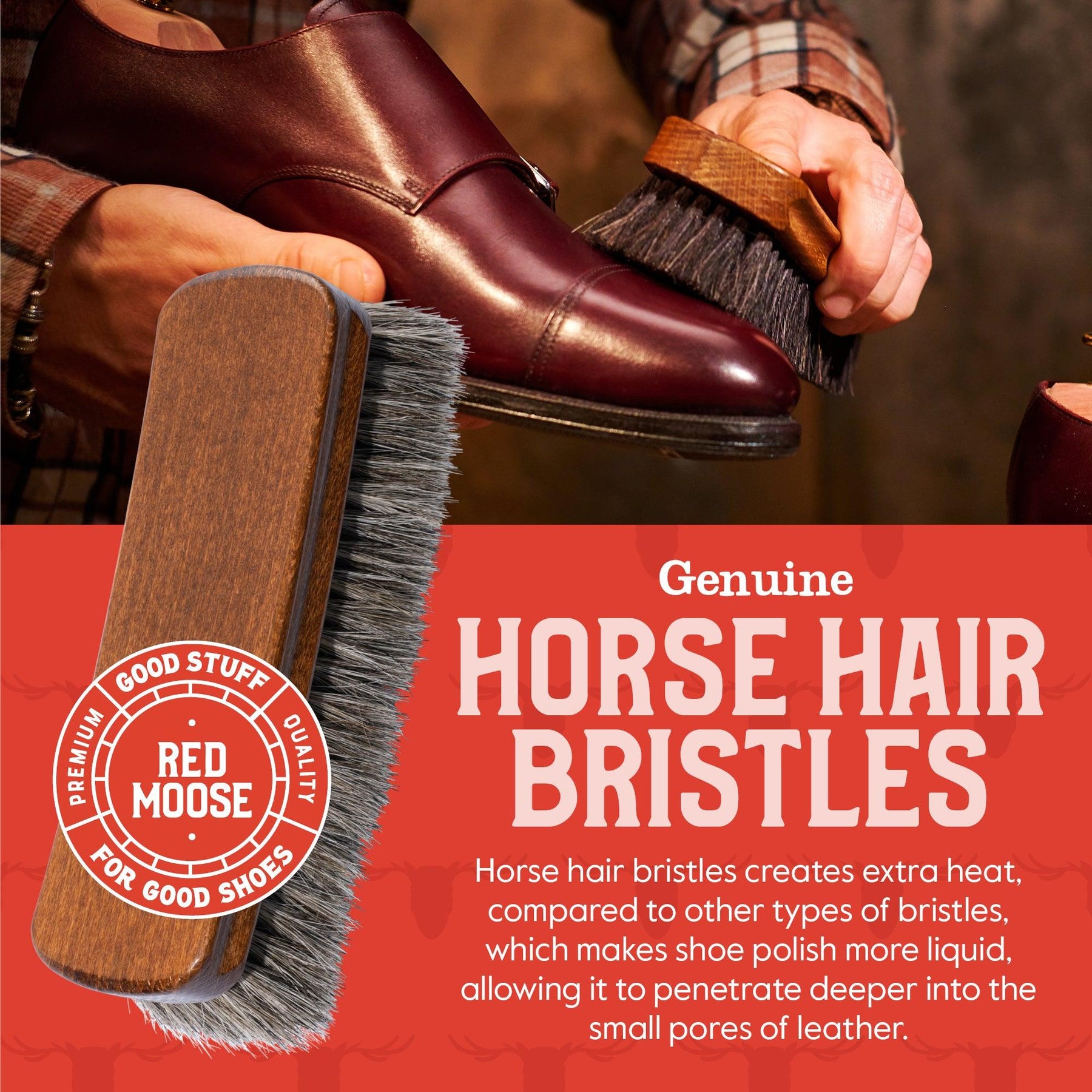Premium Beige Horse Hair Brush - Horse Hair Shoe Brushes for Polishing,  Cleaning & Buffing Leather Shoes - Boot Brush with Soft Bristles, Comfy  Grip 