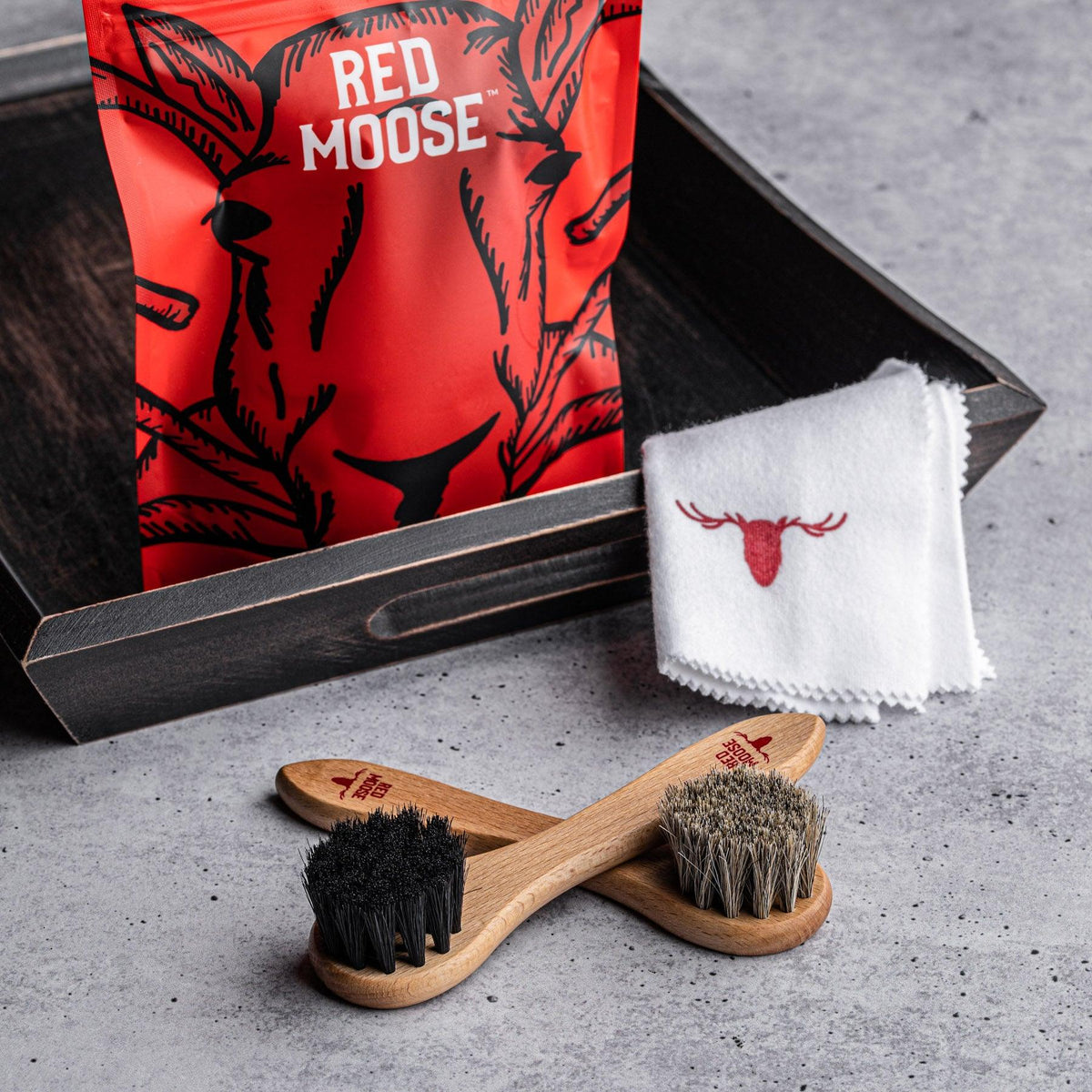 Red Moose 3-Piece Shoe Shine Brush Kit - Main Image